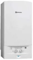 Le groupe chaudière blanc Acleis Bas Nox, d'une capacité de 24 kW, dispose de deux boutons de commande et d'un écran sur le panneau avant.