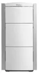 Le purificateur d'air vertical blanc élégant, rappelant le design exclusif Vaillant ecoVIT, présente trois panneaux avant et des accents latéraux gris clair.